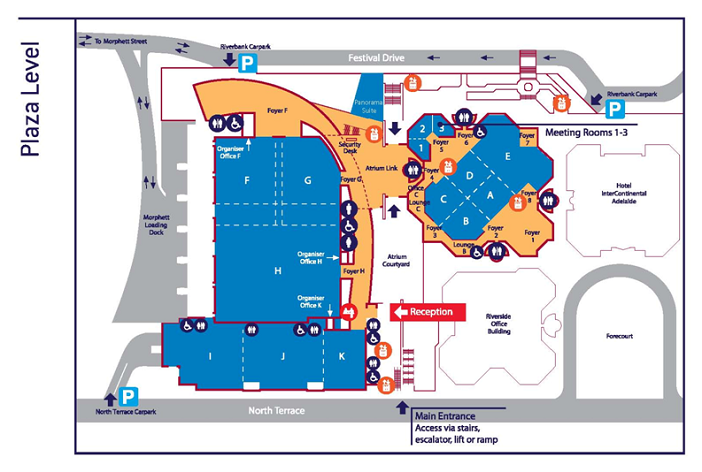 Location of Occupational Therapy Board Breakfast forum at the Adelaide Convention Centre. 